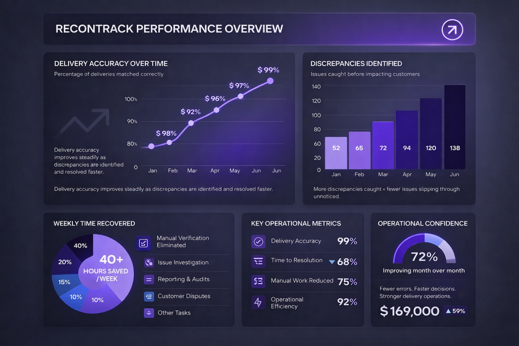 recontrack performance overview dashboard